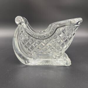 vintage St George Teleflora crystal glass Santa's Sleigh Christmas holidays dish